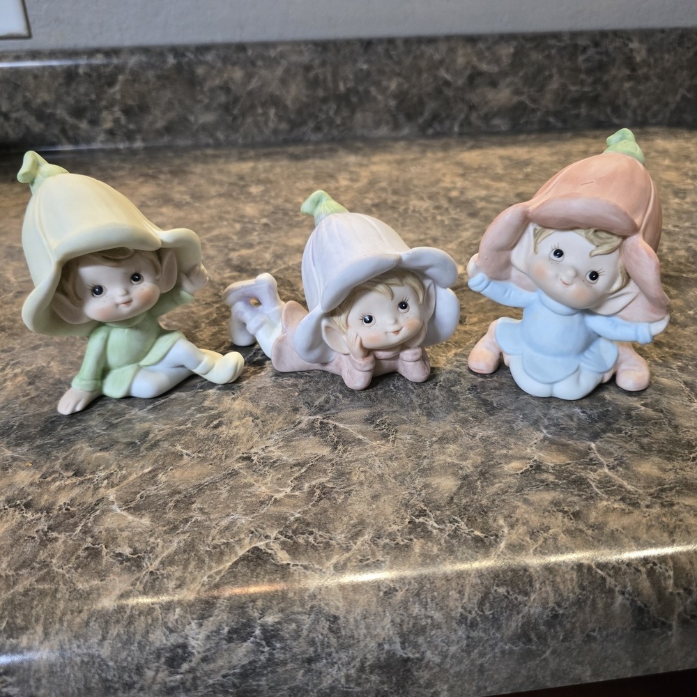 VINTAGE HOMCO [HOME INTERIOR] PIXIE/ELF‎ FIGURINE  #5615 SET